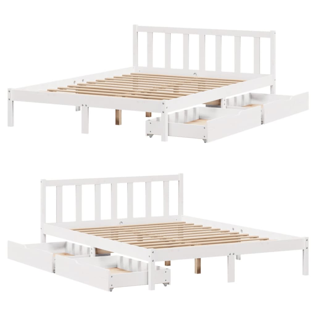 Bedframe zonder matras massief grenenhout wit 120x200 cm