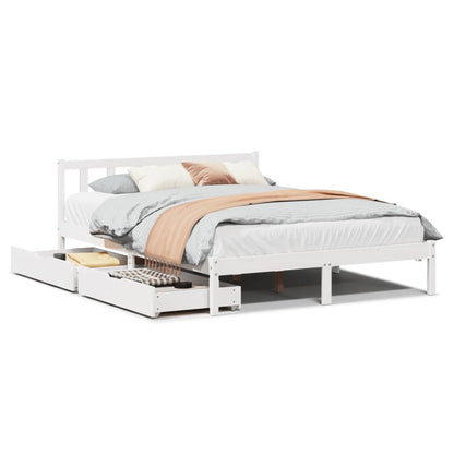 Bedframe zonder matras massief grenenhout wit 140x200 cm