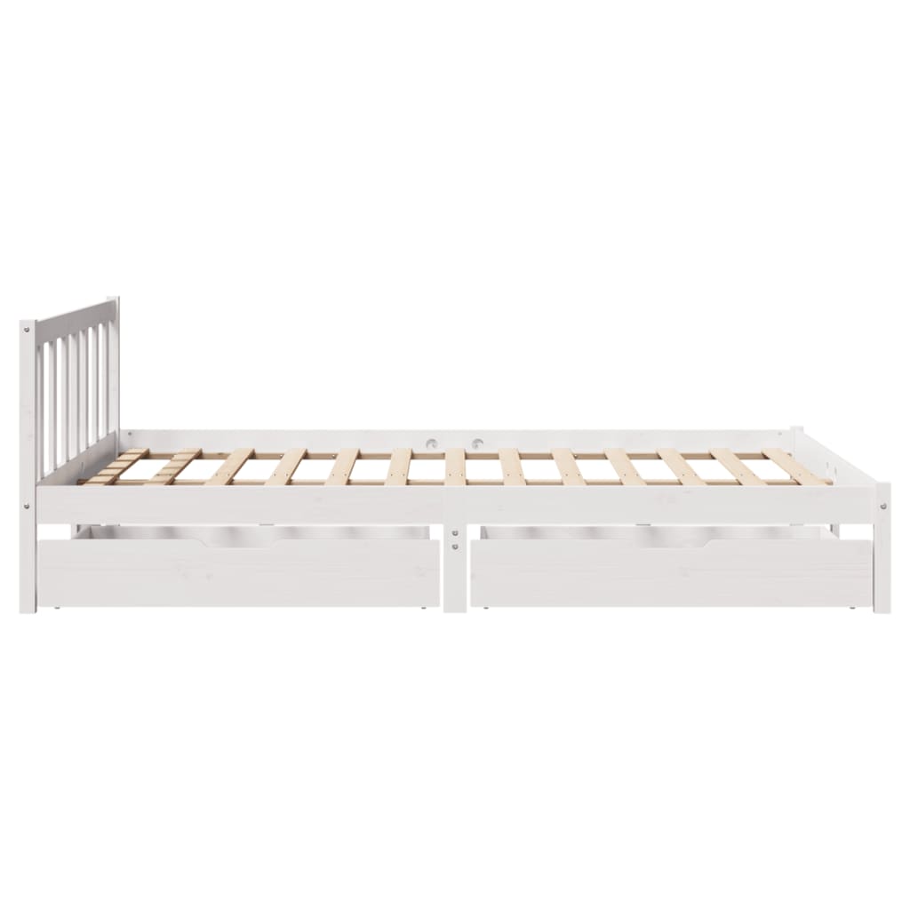 Bedframe zonder matras massief grenenhout wit 140x200 cm