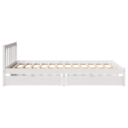 Bedframe zonder matras massief grenenhout wit 140x200 cm