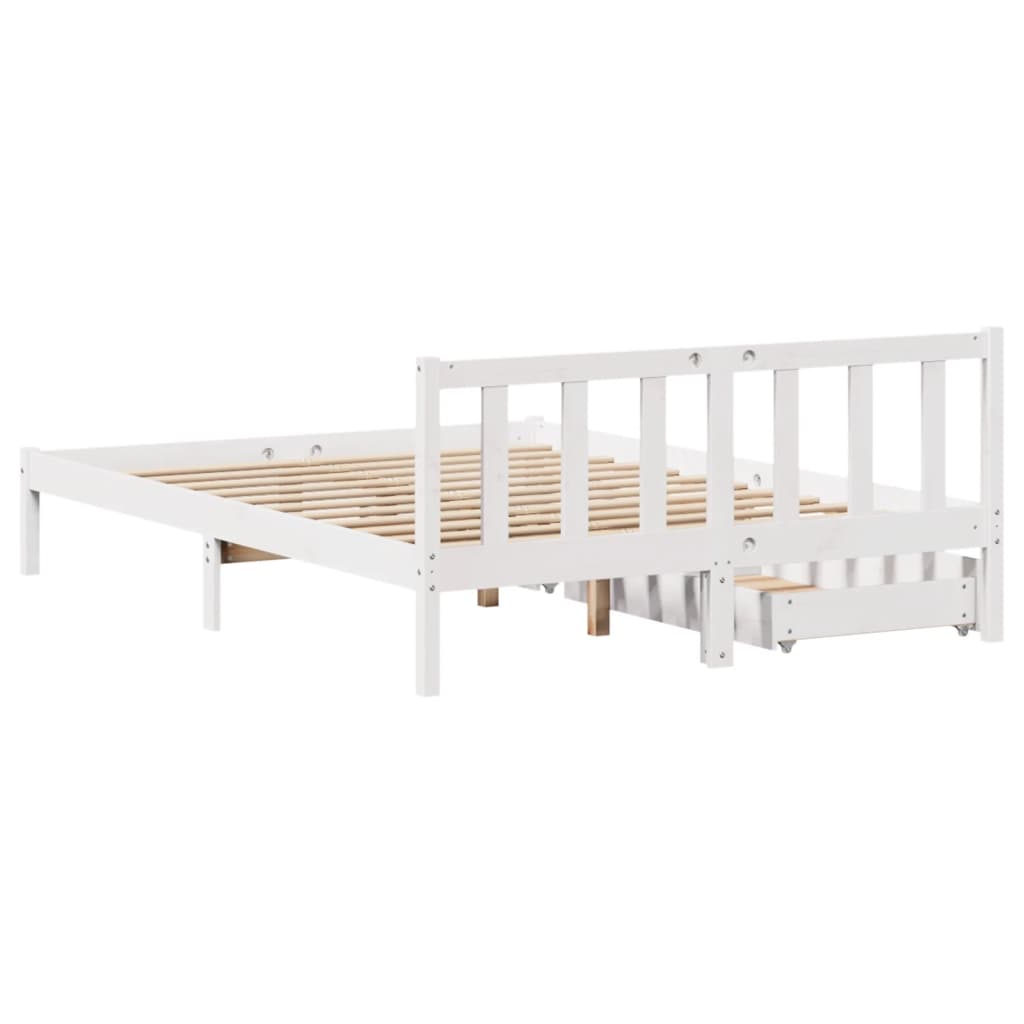 Bedframe zonder matras massief grenenhout wit 140x200 cm