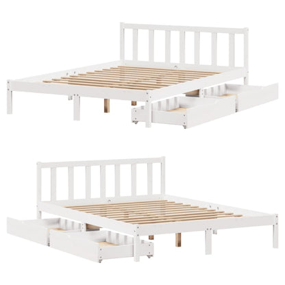 Bedframe zonder matras massief grenenhout wit 140x200 cm