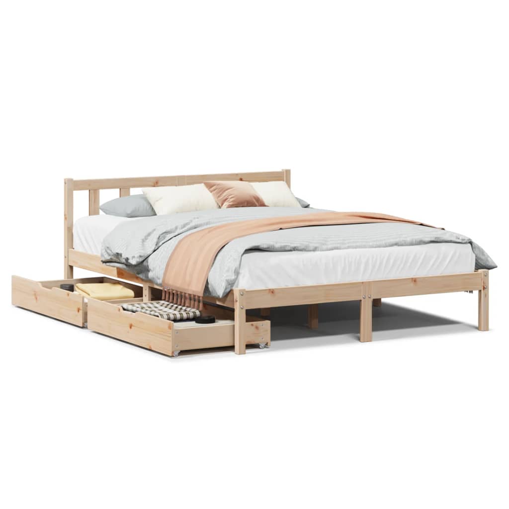 Bedframe zonder matras massief grenenhout 150x200 cm