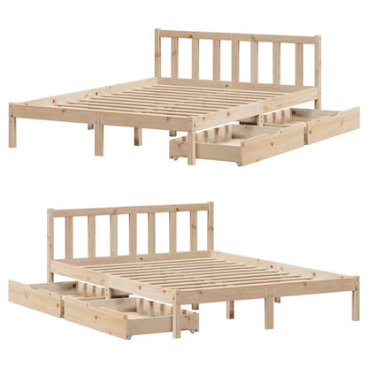 Bedframe zonder matras massief grenenhout 150x200 cm