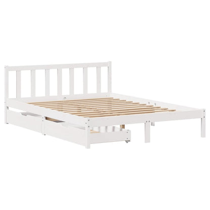 Bedframe zonder matras massief grenenhout wit 160x200 cm