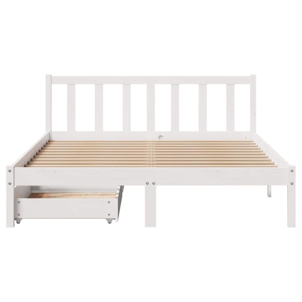 Bedframe zonder matras massief grenenhout wit 160x200 cm