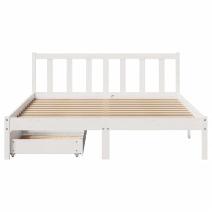 Bedframe zonder matras massief grenenhout wit 160x200 cm