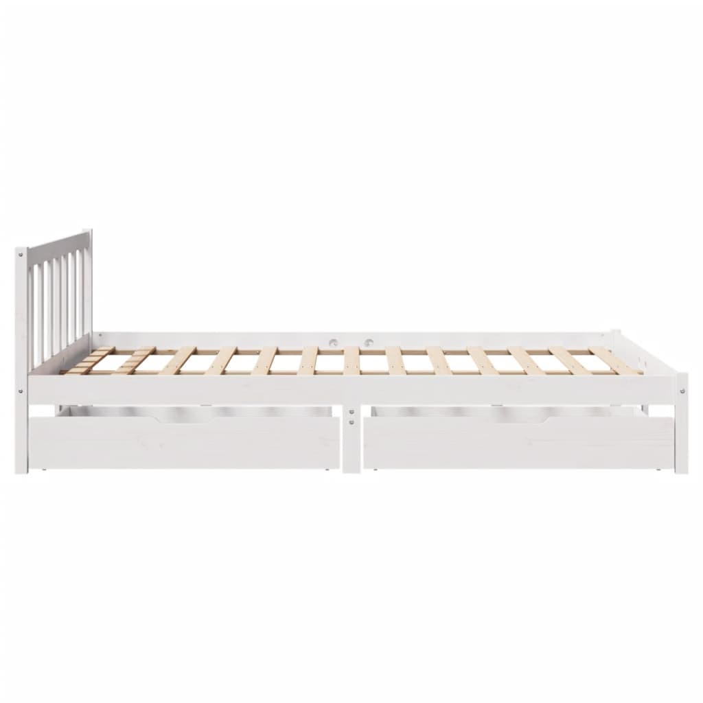 Bedframe zonder matras massief grenenhout wit 160x200 cm