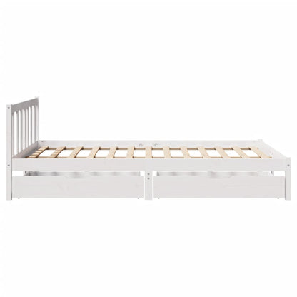 Bedframe zonder matras massief grenenhout wit 160x200 cm