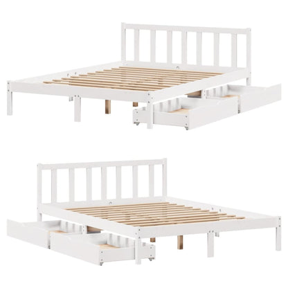 Bedframe zonder matras massief grenenhout wit 160x200 cm