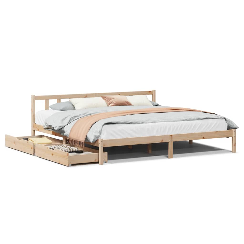 Bedframe zonder matras massief grenenhout 200x200 cm