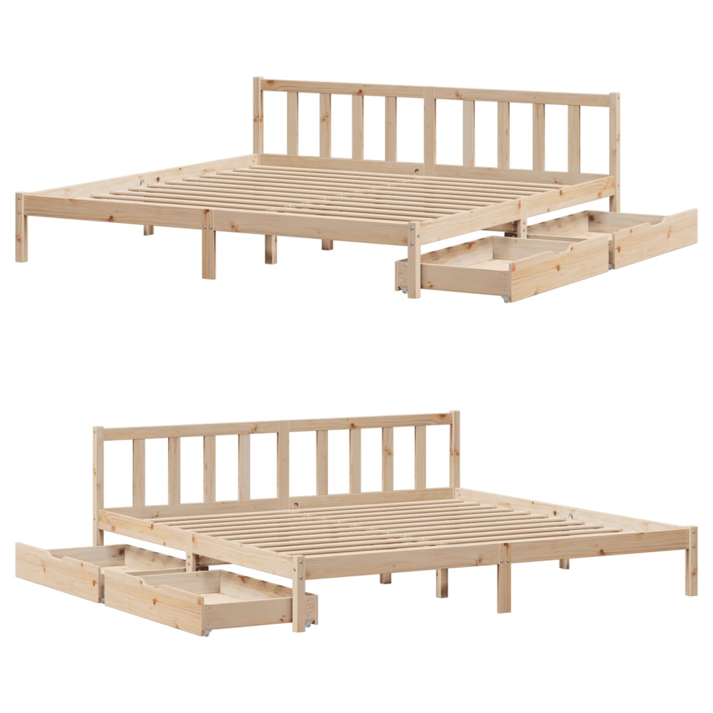 Bedframe zonder matras massief grenenhout 200x200 cm
