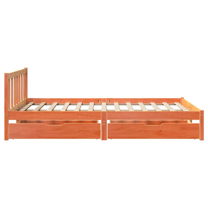 Bedframe zonder matras massief grenenhout wasbruin 120x190 cm