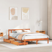 Bedframe zonder matras massief grenenhout wasbruin 120x190 cm
