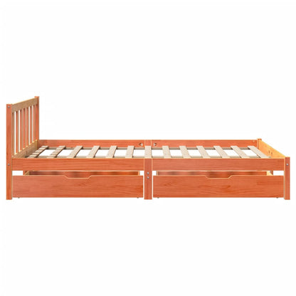 Bedframe zonder matras massief grenenhout wasbruin 135x190 cm