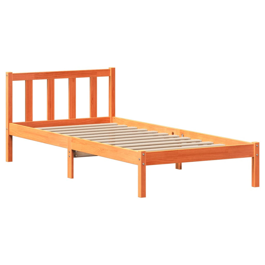 Bedframe zonder matras massief grenenhout wasbruin 100x200 cm