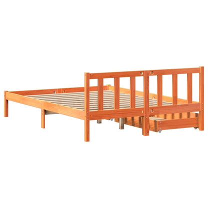 Bedframe zonder matras massief grenenhout wasbruin 150x200 cm