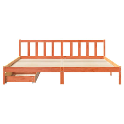 Bedframe zonder matras massief grenenhout wasbruin 180x200 cm