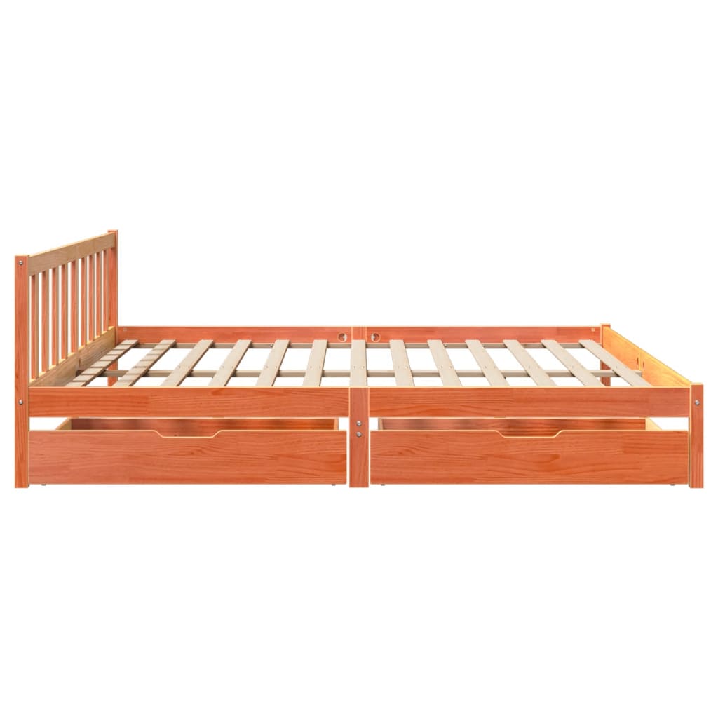 Bedframe zonder matras massief grenenhout wasbruin 180x200 cm