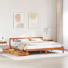 Bed frame without mattress solid pine wax brown 180x200 cm