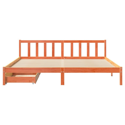 Bedframe zonder matras massief grenenhout wasbruin 200x200 cm