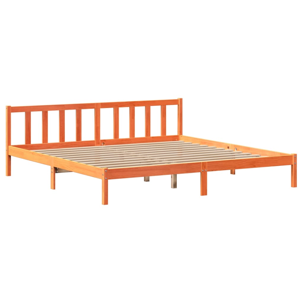 Bedframe zonder matras massief grenenhout wasbruin 200x200 cm