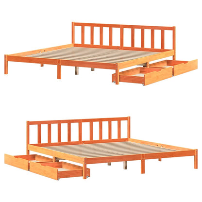 Bedframe zonder matras massief grenenhout wasbruin 200x200 cm