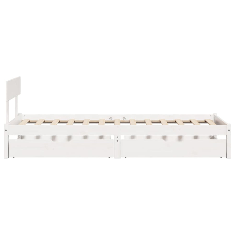 Bedframe zonder matras massief grenenhout wit 75x190 cm