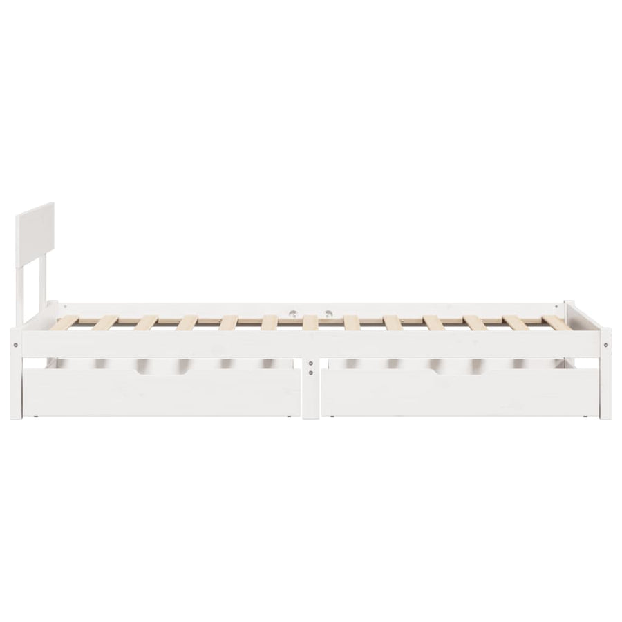 Bedframe zonder matras massief grenenhout wit 90x190 cm