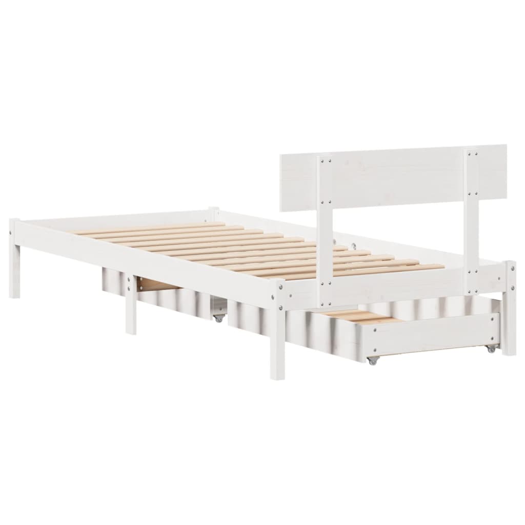 Bedframe zonder matras massief grenenhout wit 90x190 cm