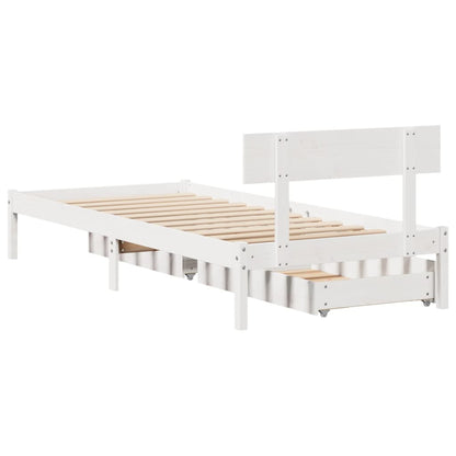 Bedframe zonder matras massief grenenhout wit 90x190 cm
