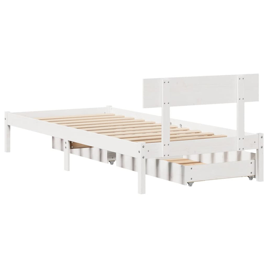 Bedframe zonder matras massief grenenhout wit 90x190 cm