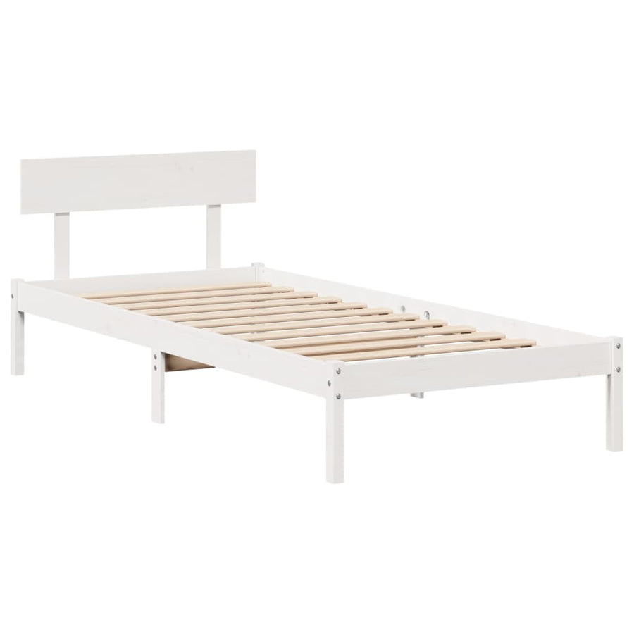 Bedframe zonder matras massief grenenhout wit 90x190 cm