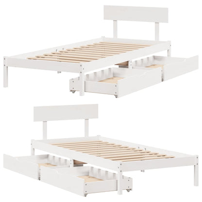 Bedframe zonder matras massief grenenhout wit 90x190 cm