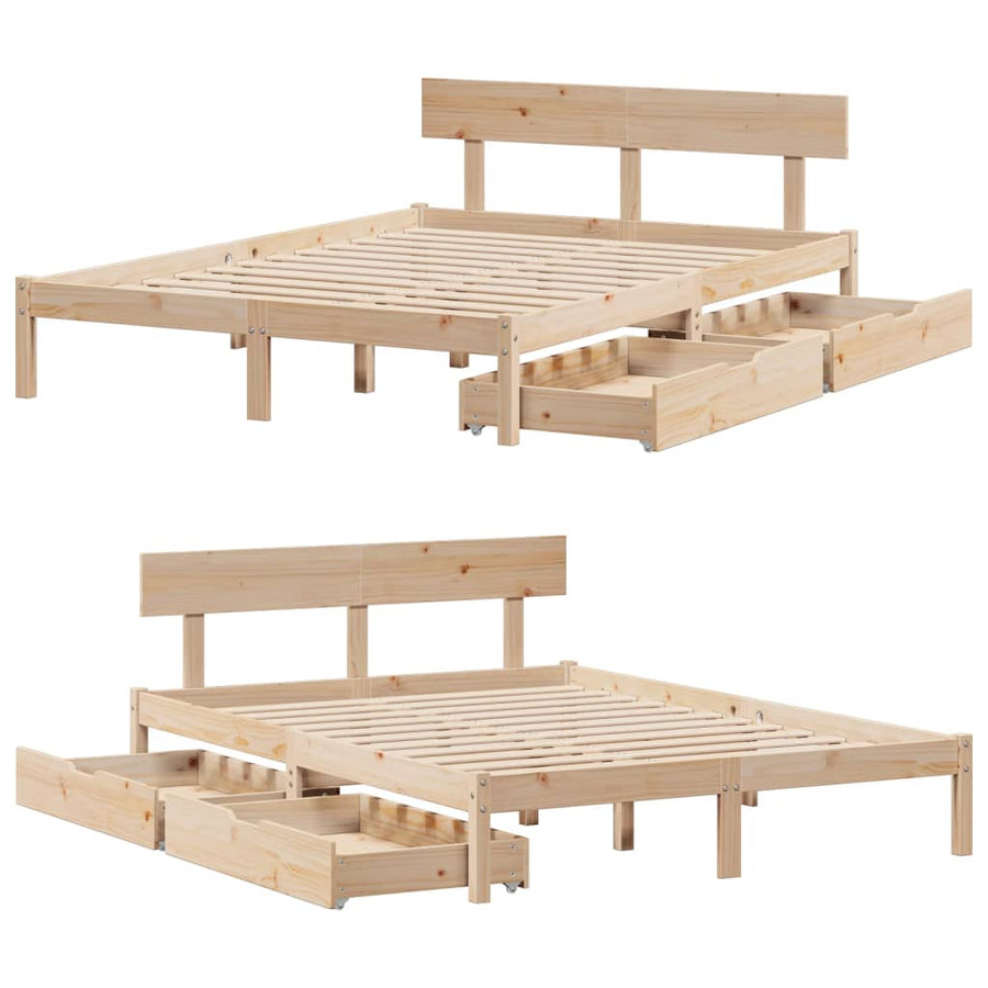 Bedframe zonder matras massief grenenhout 120x190 cm