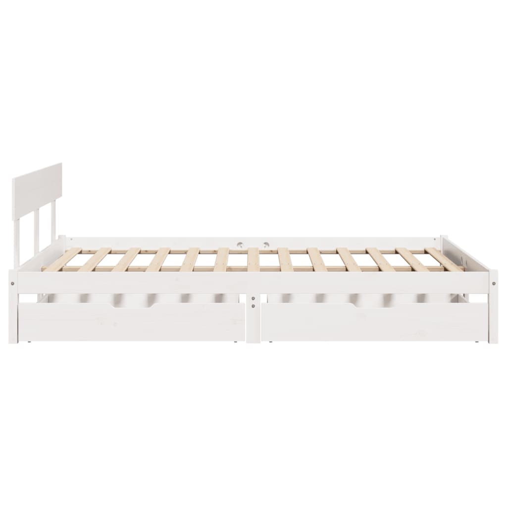 Bedframe zonder matras massief grenenhout wit 120x190 cm