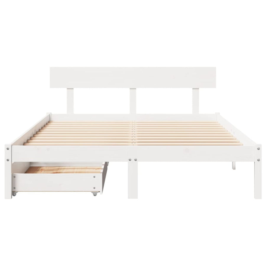 Bedframe zonder matras massief grenenhout wit 135x190 cm