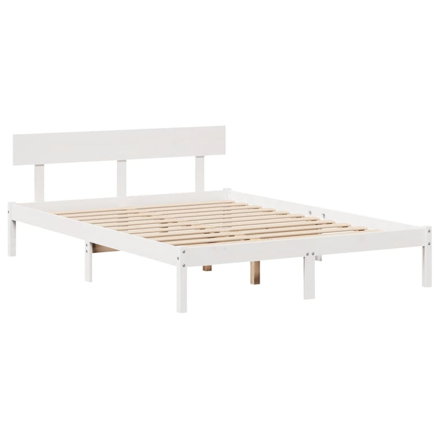 Bedframe zonder matras massief grenenhout wit 135x190 cm