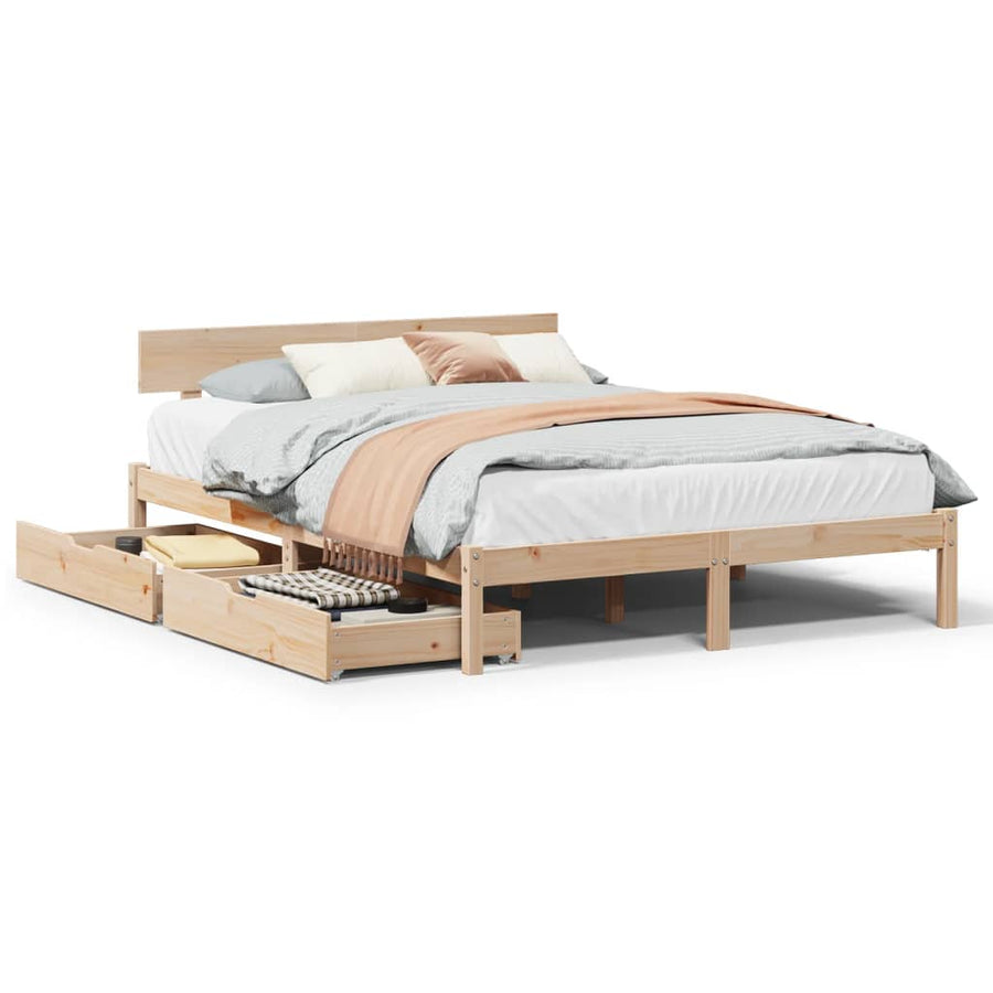 Bedframe zonder matras massief grenenhout 140x190 cm