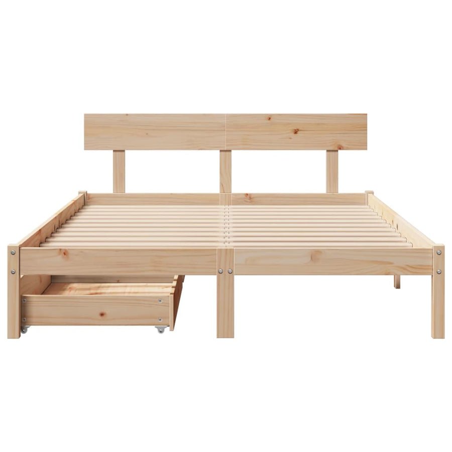 Bedframe zonder matras massief grenenhout 140x190 cm