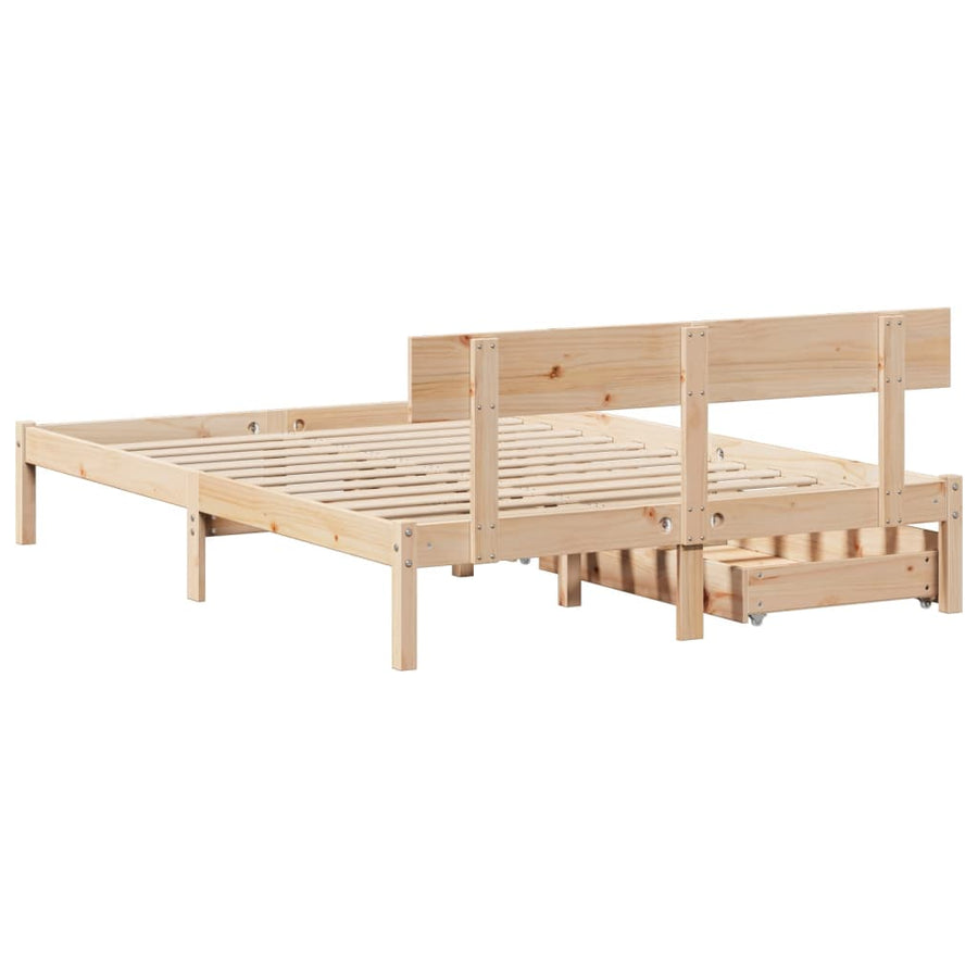 Bedframe zonder matras massief grenenhout 140x190 cm