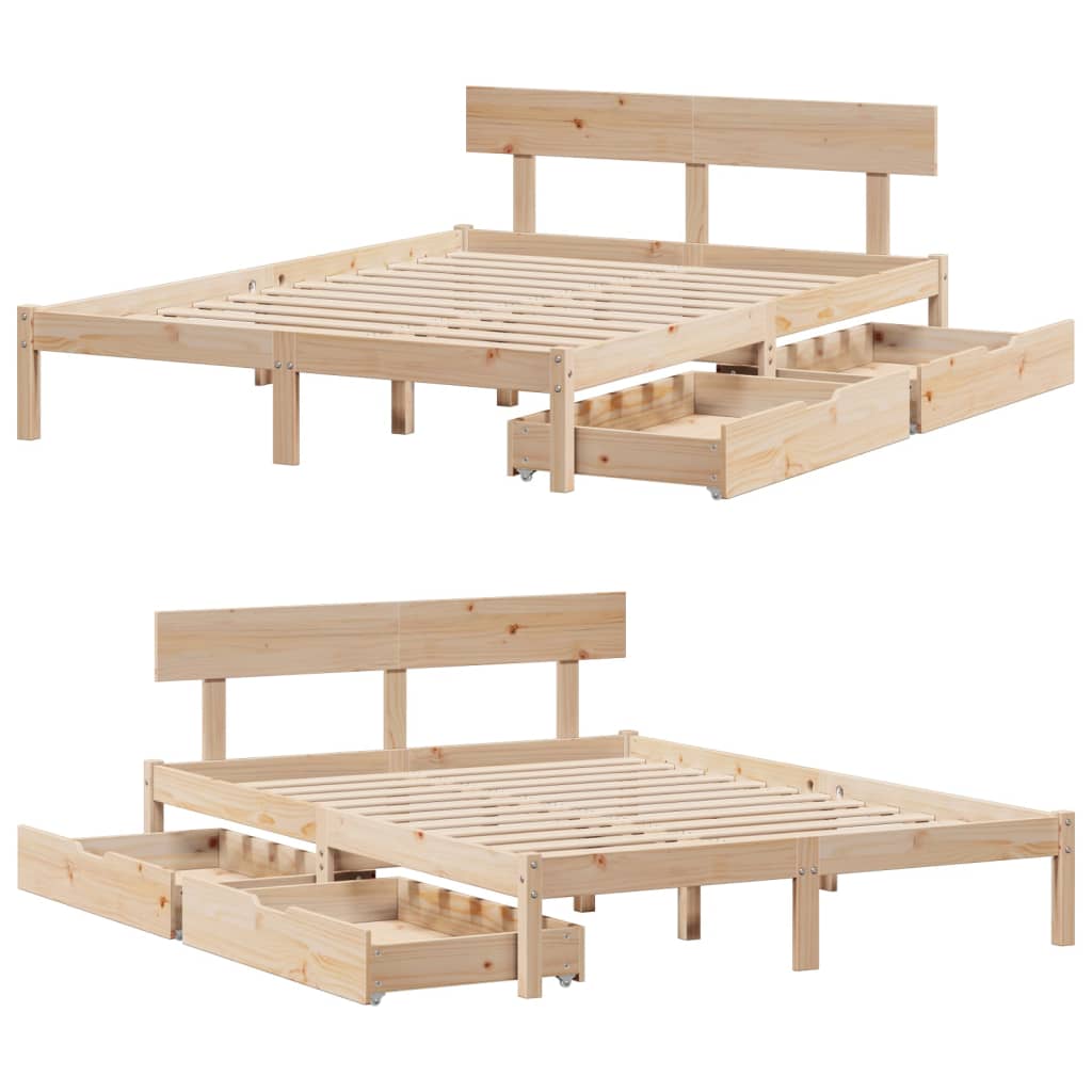 Bedframe zonder matras massief grenenhout 140x190 cm