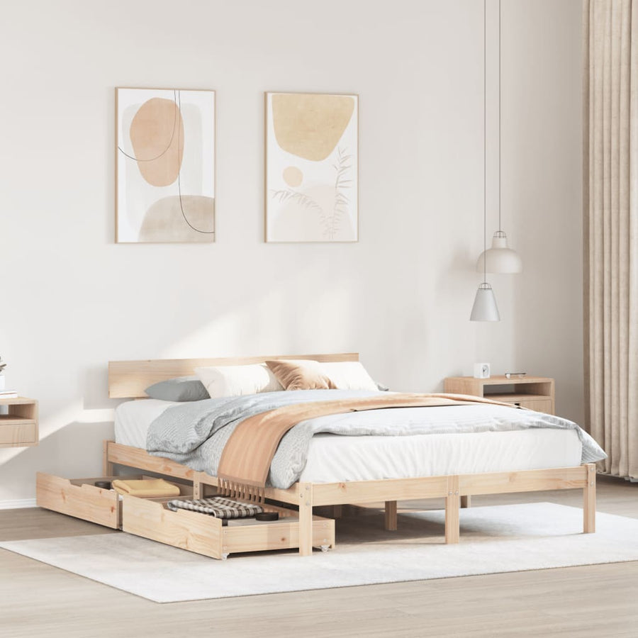 Bedframe zonder matras massief grenenhout 140x190 cm