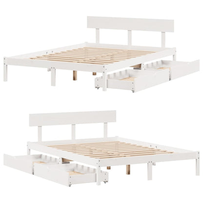 Bedframe zonder matras massief grenenhout wit 140x190 cm