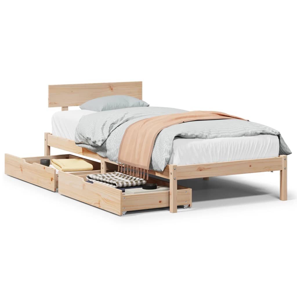Bedframe zonder matras massief grenenhout 90x200 cm