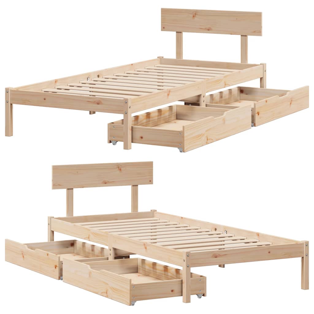 Bedframe zonder matras massief grenenhout 90x200 cm
