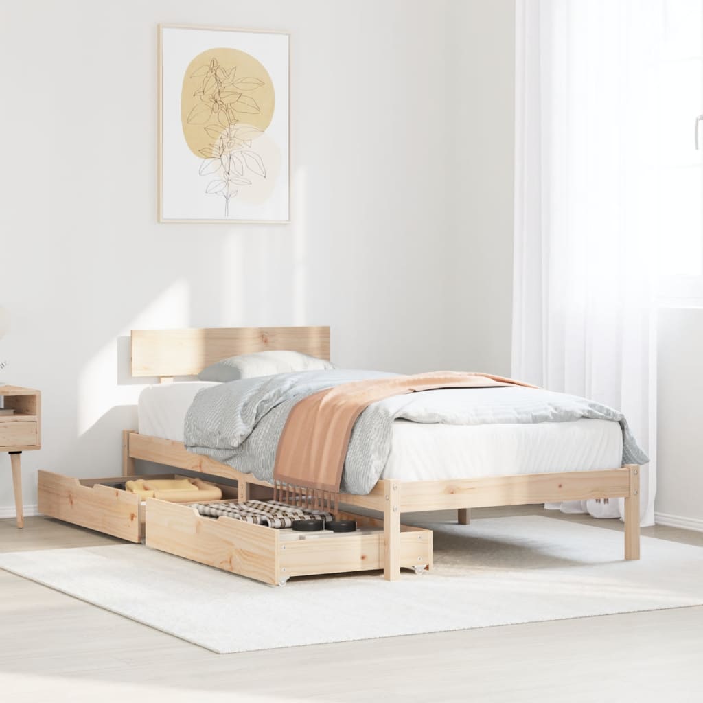 Bedframe zonder matras massief grenenhout 90x200 cm