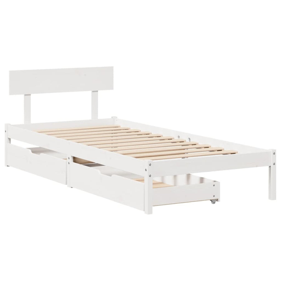 Bedframe zonder matras massief grenenhout wit 90x200 cm