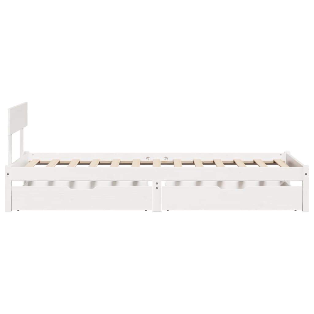 Bedframe zonder matras massief grenenhout wit 90x200 cm