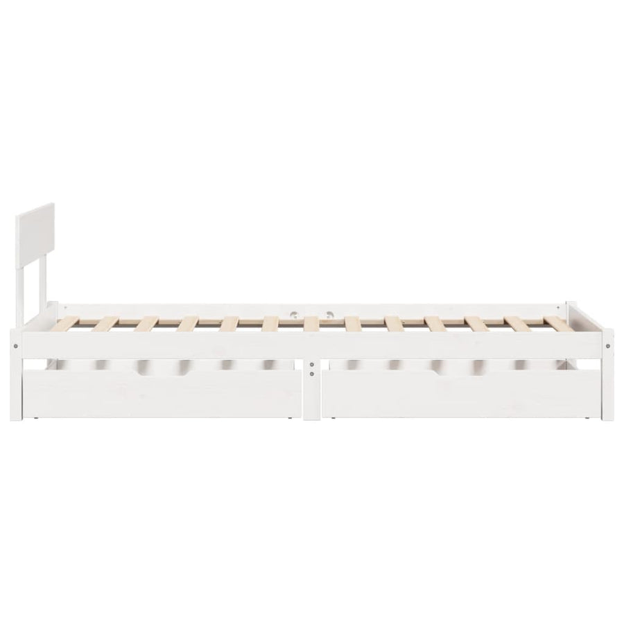 Bedframe zonder matras massief grenenhout wit 90x200 cm